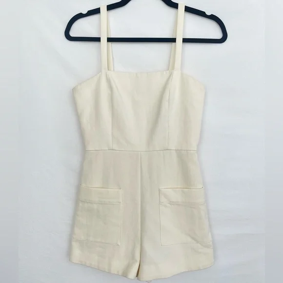 ALEXIS - Arlington Cross Back Playsuit - Off White - XS